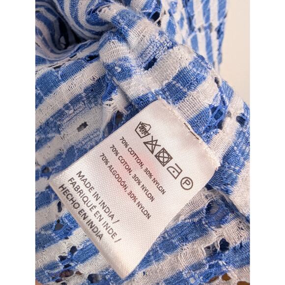 Anthropologie Cardigan Nautical Stripe Ruffle Floral Eyelet Lace Blue Size OS - Picture 8 of 11